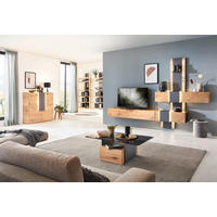 WOHNWAND  in Anthrazit, Eichefarben 353/225/39 cm  - Eichefarben/Anthrazit, Natur, Holz/Metall (353/225/39cm) - Voglauer