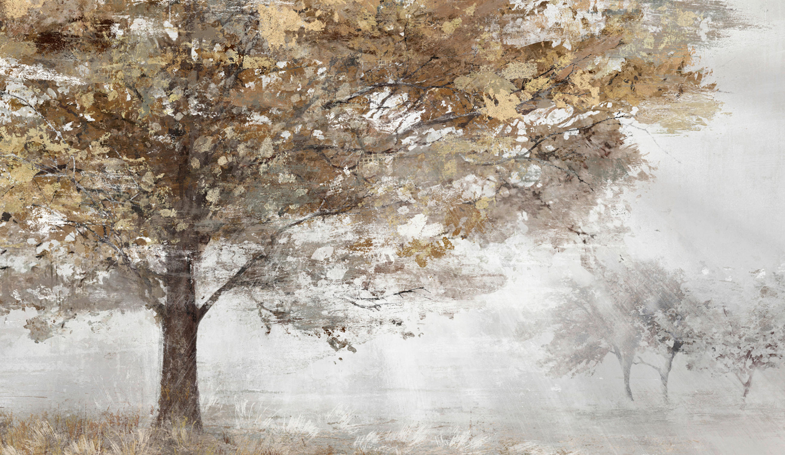 KUNSTDRUCK Bäume 120/70 cm  - Braun/Grau, KONVENTIONELL, Holz/Textil (120/70cm) - Monee