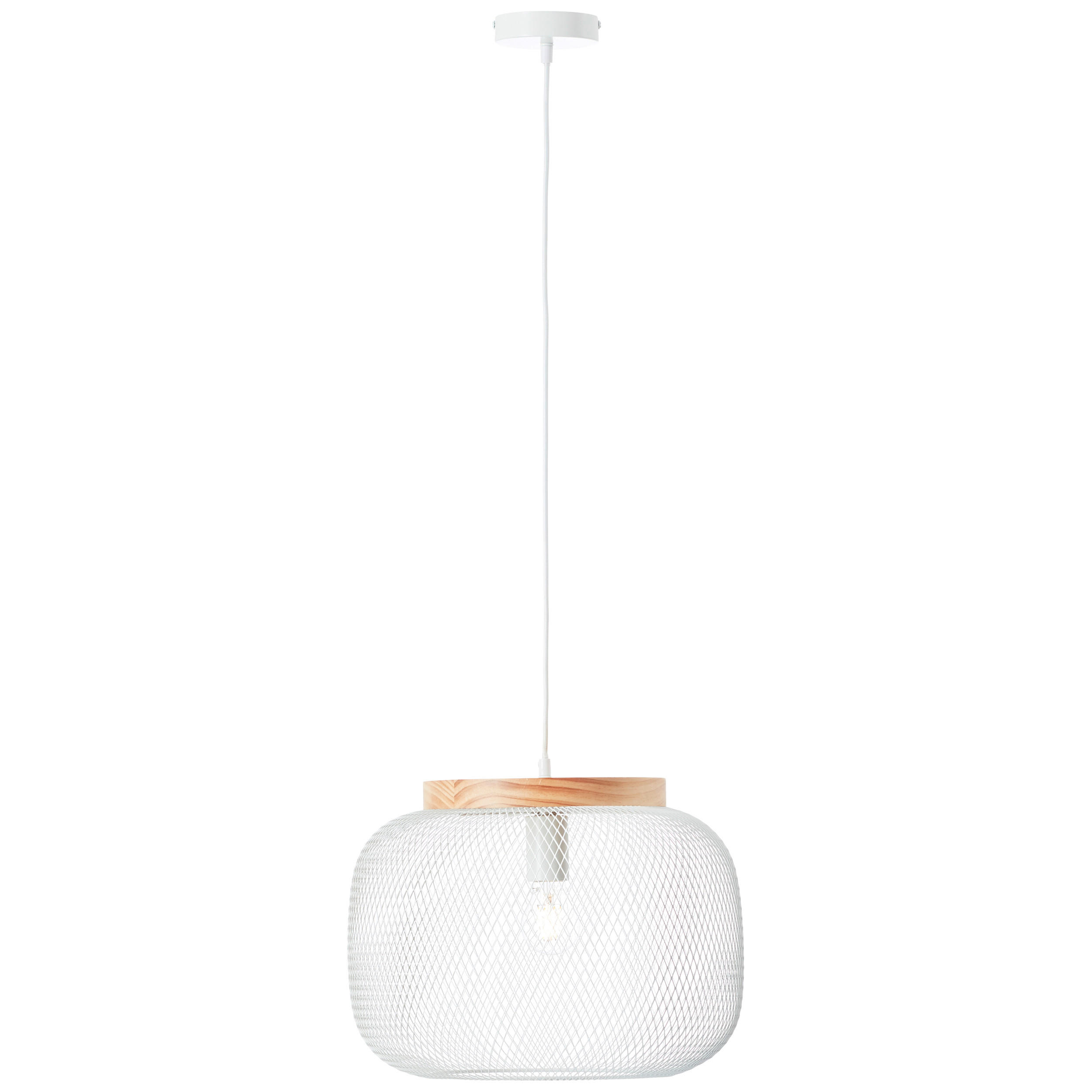 HÄNGELEUCHTE 39/110 cm    - Weiss/Kieferfarben, Basics, Holz/Metall (39/110cm) - Brilliant