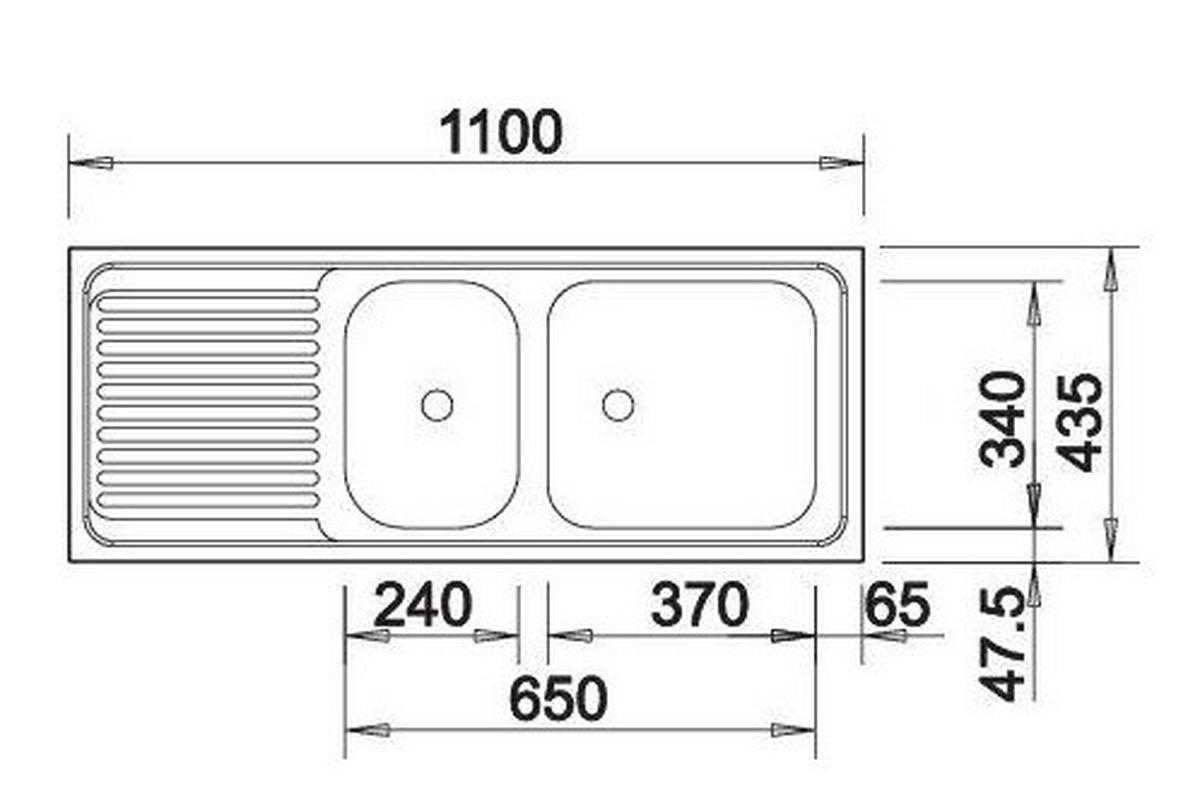 SPÜLE 500847  - Edelstahlfarben, Basics, Metall (110/15,5/43,5cm) - Blanco
