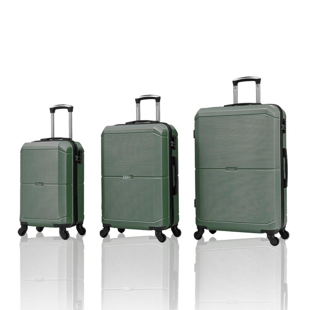 REISEKOFFERSET Smaragdgrün 3-teilig  - Smaragdgrün, Design, Kunststoff (48,5/76/30cm) - Novel
