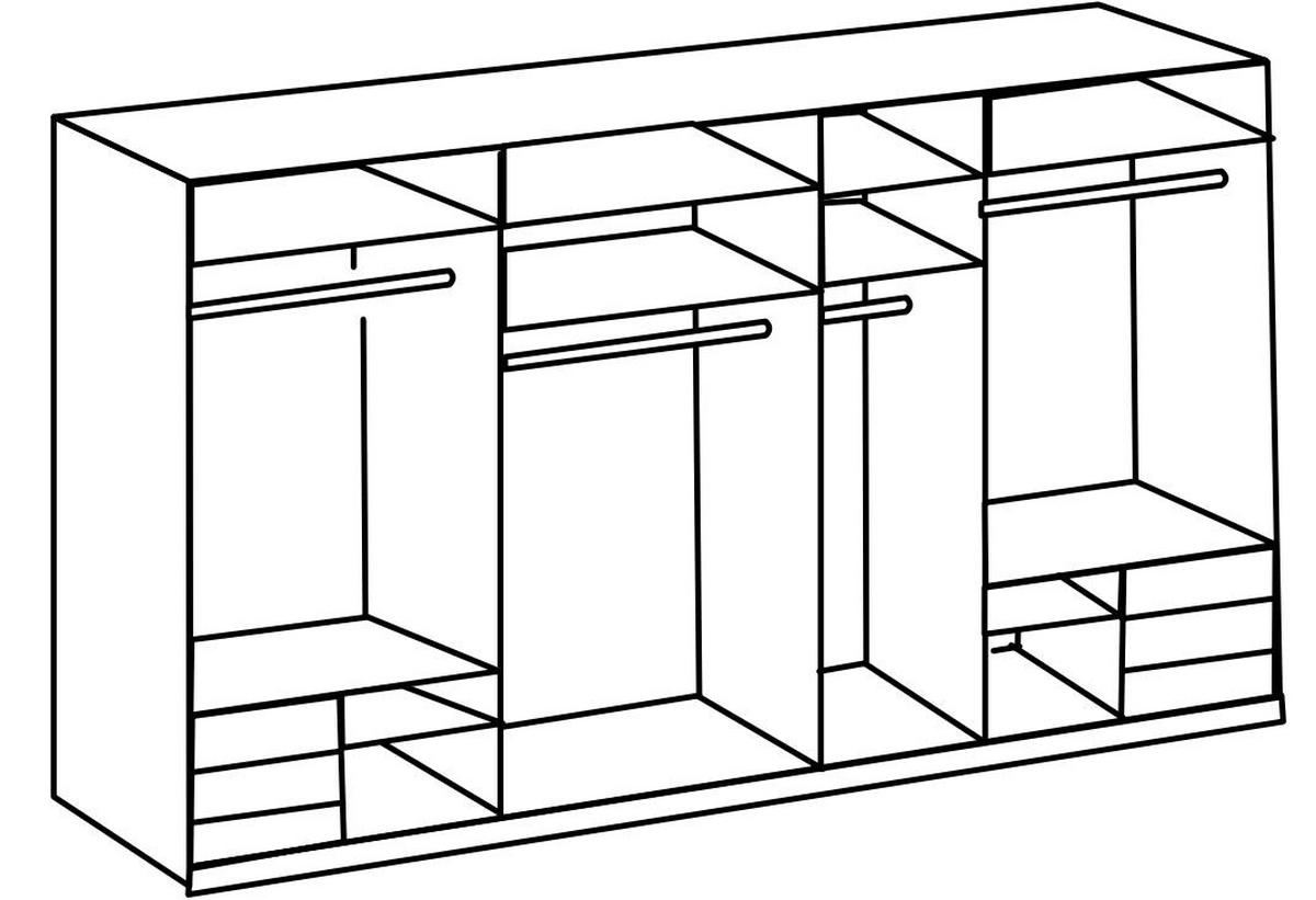 SCHWEBETÜRENSCHRANK in Eichefarben  - Chromfarben/Eichefarben, Modern, Holzwerkstoff (350/236/65cm) - MID.YOU