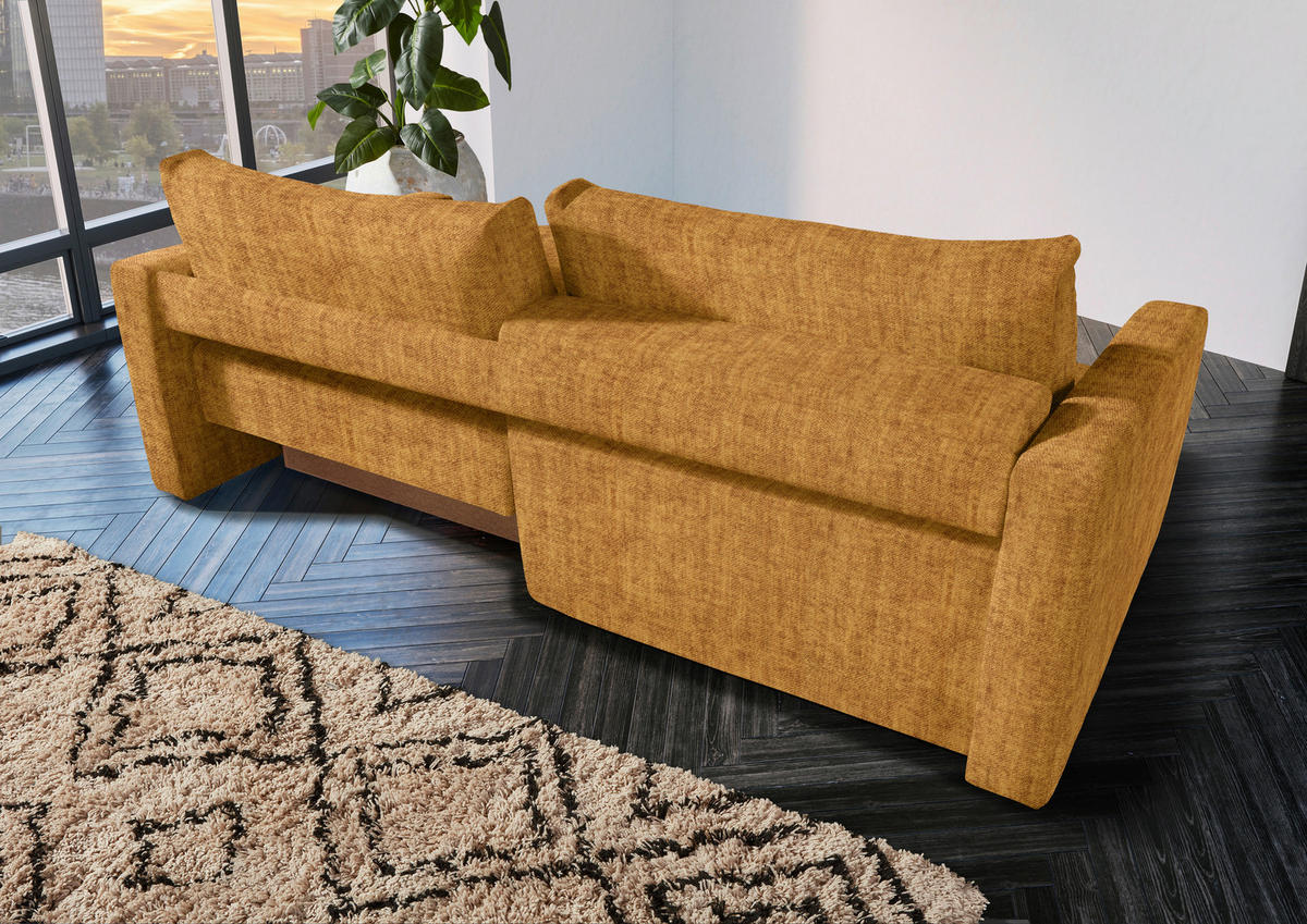 2,5-SITZER in Velours Goldfarben  - Goldfarben/Schwarz, Design, Kunststoff/Textil (240/70/125cm) - Xora
