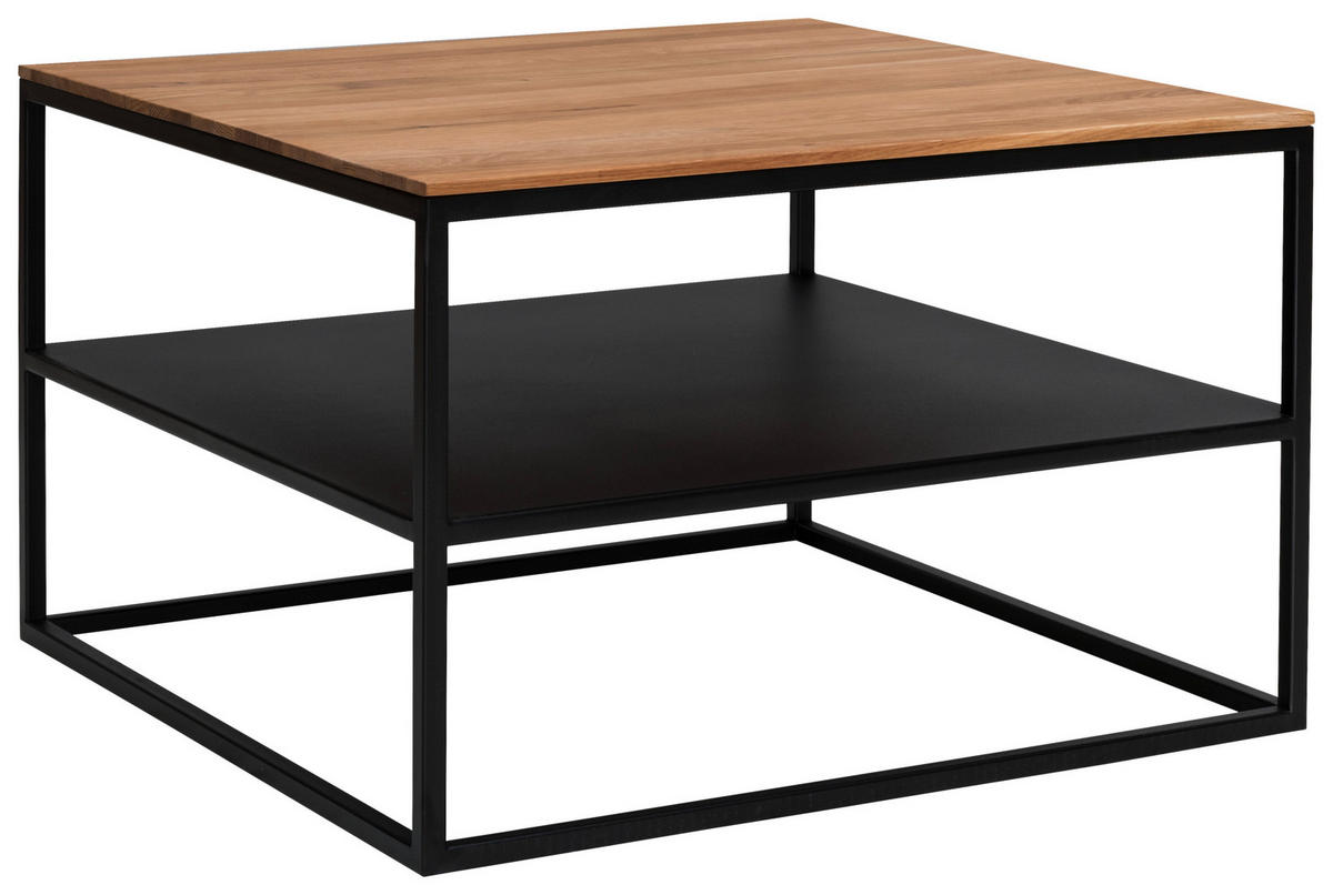COUCHTISCH in Holz, Metall 65/65/41,5 cm  - Eichefarben/Schwarz, Design, Holz/Metall (65/65/41,5cm) - Johann Jakob