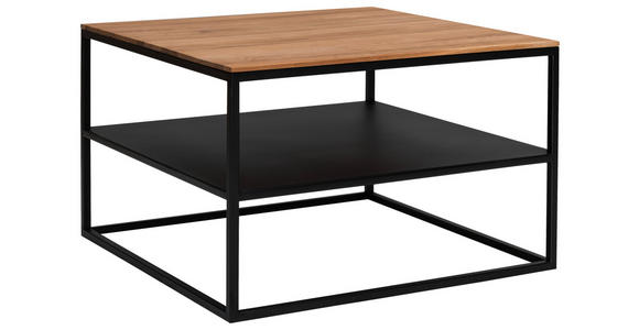 COUCHTISCH in Holz, Metall 65/65/41,5 cm  - Eichefarben/Schwarz, Design, Holz/Metall (65/65/41,5cm) - Johann Jakob