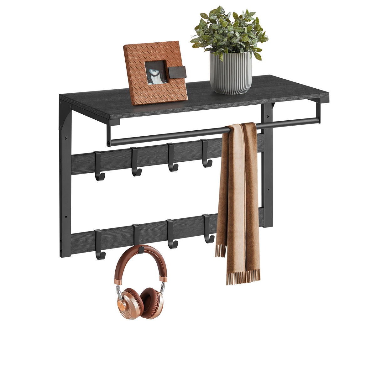 WANDGARDEROBE  in Grau, Schwarz  - Schwarz/Grau, MODERN, Holzwerkstoff (65/42/30cm) - MID.YOU