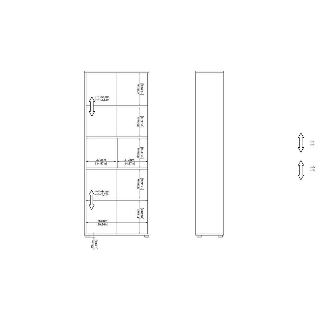 Thumbnail - Mid.you Regal, Grau, Eiche, Holzwerkstoff, 4 Fächer, 34.3x204.7x79.6 cm, FSC Mix, Made in Denmark, Beimöbel erhältlich, ...