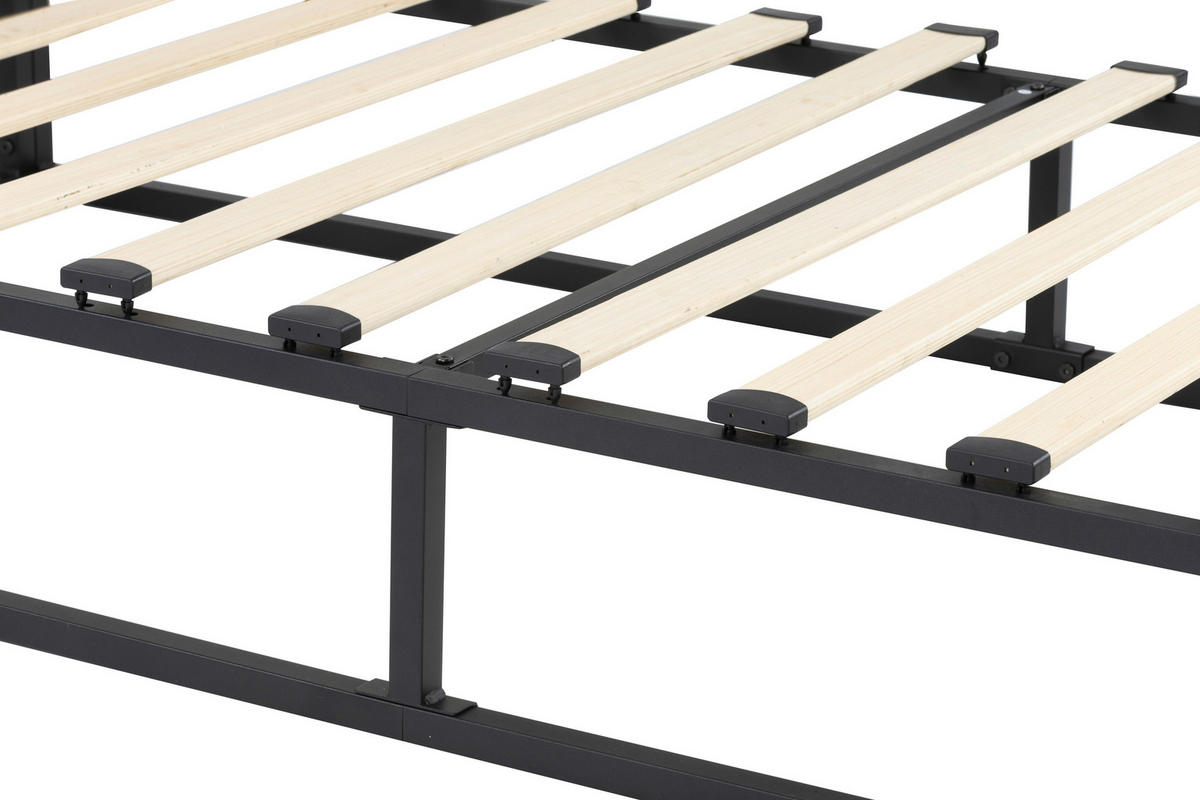 METALLBETT 90/200 cm  in Naturfarben, Schwarz  - Schwarz/Naturfarben, Basics, Holz/Metall (90/200cm) - Boxxx