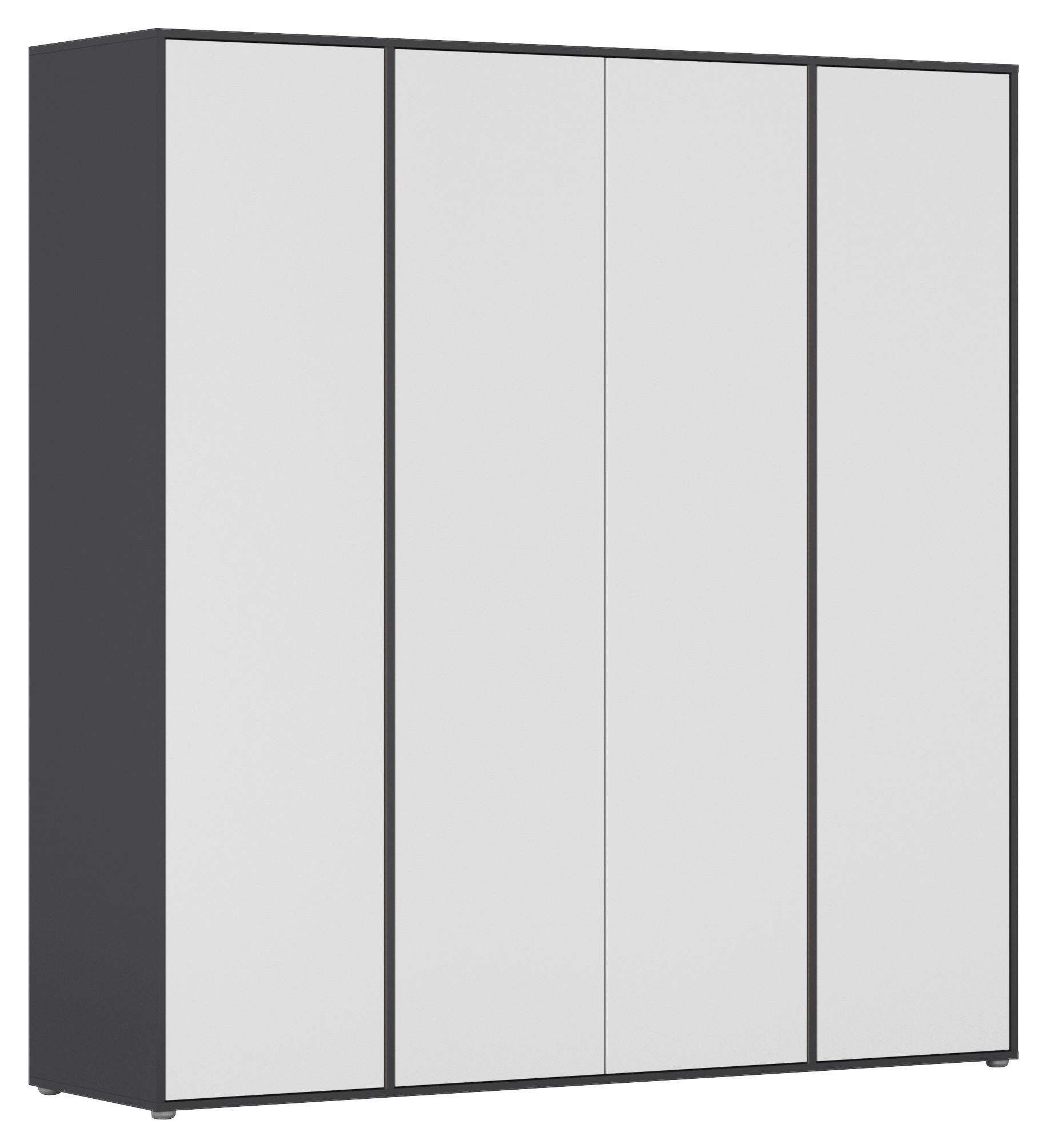 DREHTÜRENSCHRANK in Grau, Weiss  - Weiss/Grau, Modern, Holzwerkstoff (187/194/53cm) - Rauch Möbel