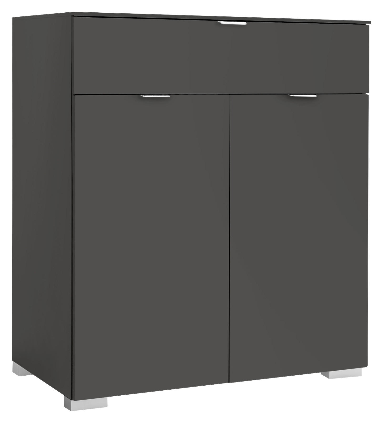 KOMMODE 80/96/40 cm  in Anthrazit  - Anthrazit/Alufarben, Holzwerkstoff/Kunststoff (80/96/40cm) - Moderano