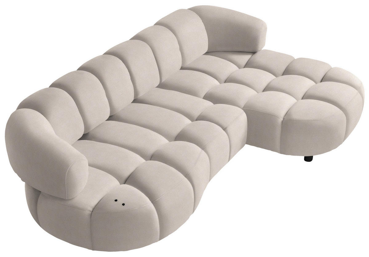 ECKSOFA in Webstoff Creme  284/183 cm  - Creme/Schwarz, Design, Holz/Textil (284/183cm) - Welnova