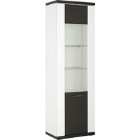 VITRINE in Graphitfarben, Weiß  - Silberfarben/Schwarz, Design, Glas/Holzwerkstoff (65,1/206/41,6cm) - Xora