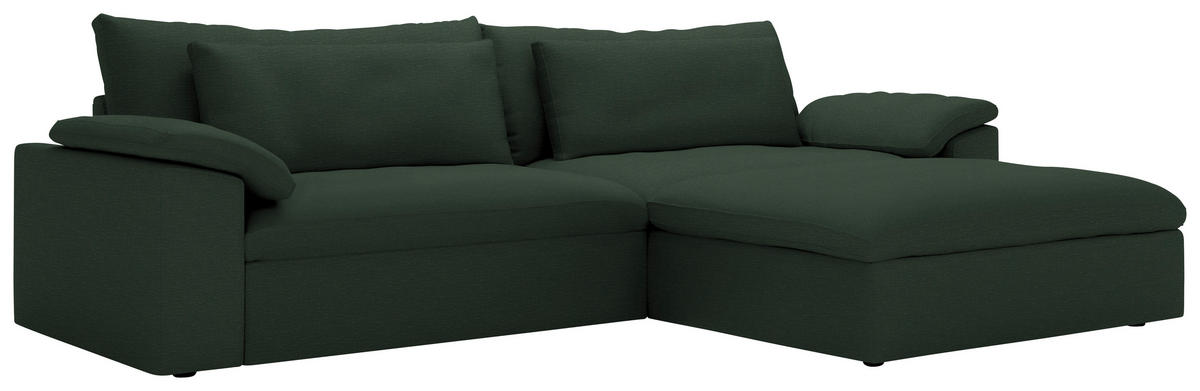 ECKSOFA  Chenille Dunkelgrün  - Dunkelgrün/Schwarz, Modern, Kunststoff/Textil (306/198cm) - Carryhome