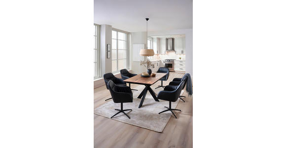 ESSTISCH in Holz, Metall 180-265/100/75 cm  - Nussbaumfarben/Schwarz, Natur, Holz/Metall (180-265/100/75cm) - Linea Natura