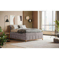 BOXSPRING-ÁGY 160/200 cm  taupe  - tölgyfa színű/taupe, Modern, faalapú anyag/textil (160/200cm) - MID.YOU