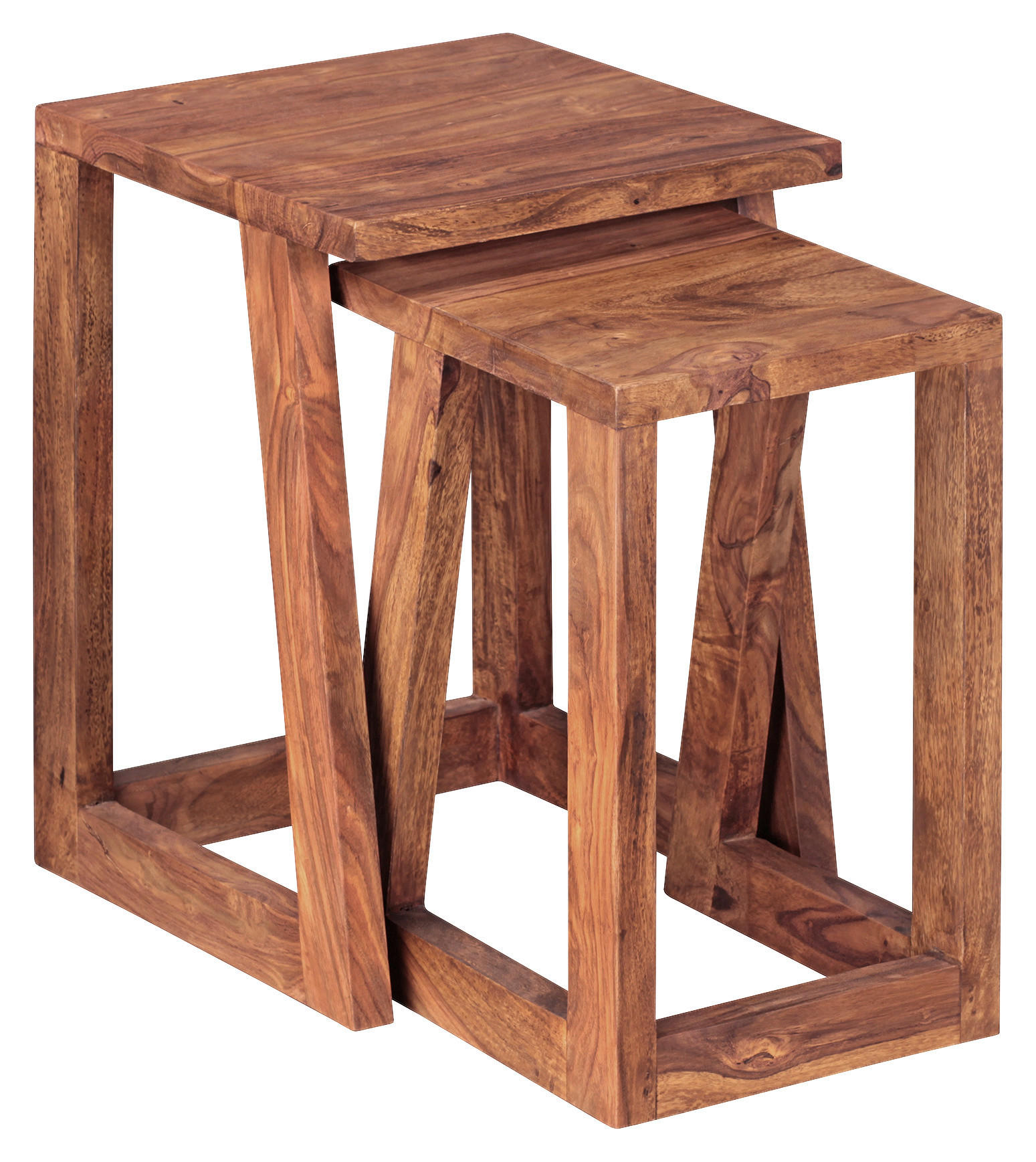 BEISTELLTISCHSET Sheesham massiv quadratisch Sheeshamfarben - Sheeshamfarben, Design, Holz (36/36/50cm) - MID.YOU