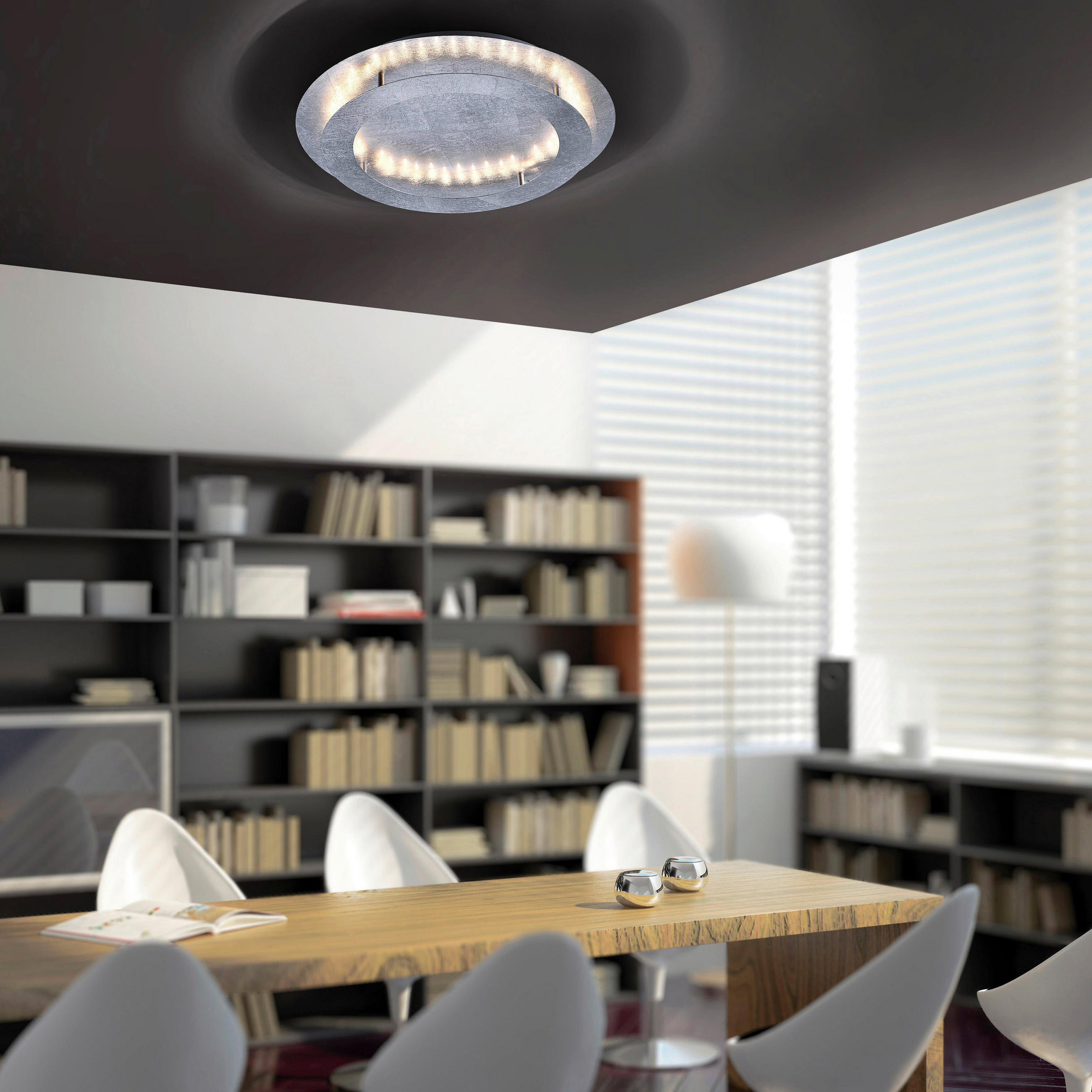 LED-DECKENLEUCHTE Nevis 50/50/8 cm   - Silberfarben, Design, Kunststoff/Metall (50/50/8cm) - Paul Neuhaus