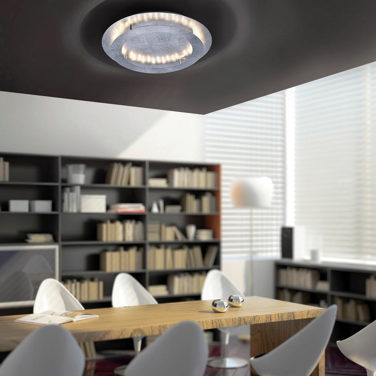 LED-DECKENLEUCHTE Nevis 50/50/8 cm   - Silberfarben, Design, Kunststoff/Metall (50/50/8cm) - Paul Neuhaus