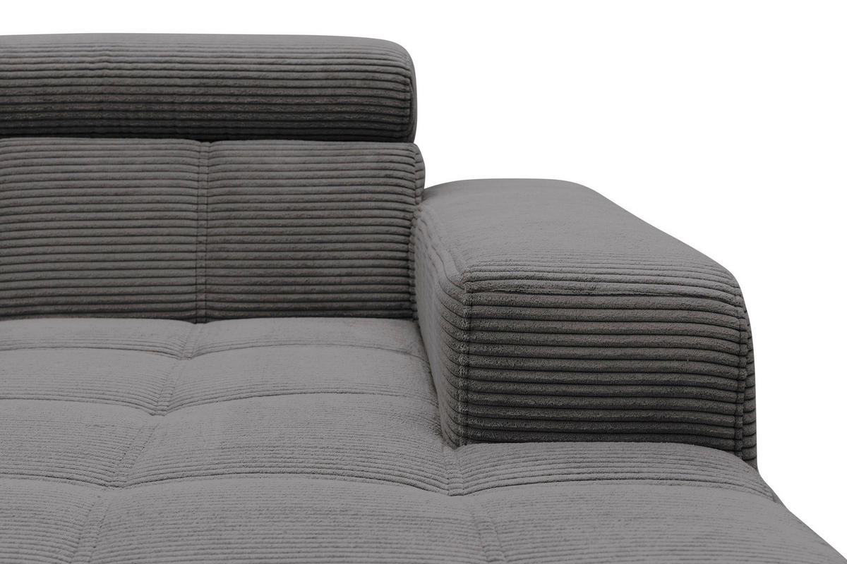 ECKSOFA TRENTO Grau Mikrofaser  - Dunkelgrau/Schwarz, MODERN, Textil/Metall (287/175cm) - MID.YOU