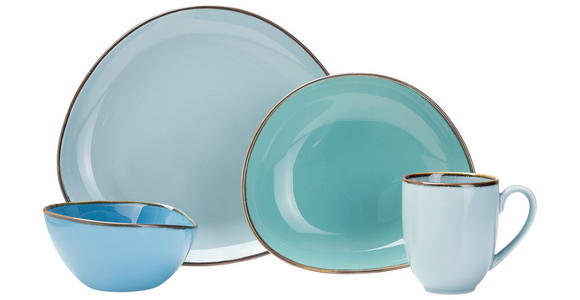 KOMBISERVICE Blau, Grün, Blaugrau AQUA SABBIA 24-teilig 6 Personen  - Blau/Blaugrau, Trend, Keramik - Novel