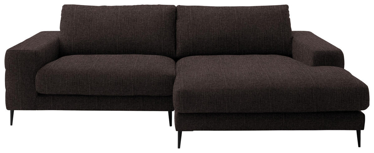 ECKSOFA in Flachgewebe Mokka  - Schwarz/Mokka, Design, Textil/Metall (253/177cm) - Dieter Knoll