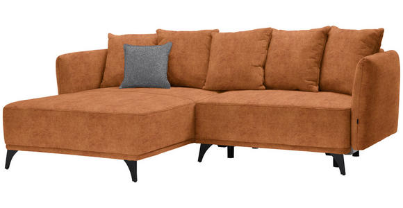 ECKSOFA in Chenille Cognac  - Cognac/Schwarz, LIFESTYLE, Textil/Metall (172/255cm) - Carryhome