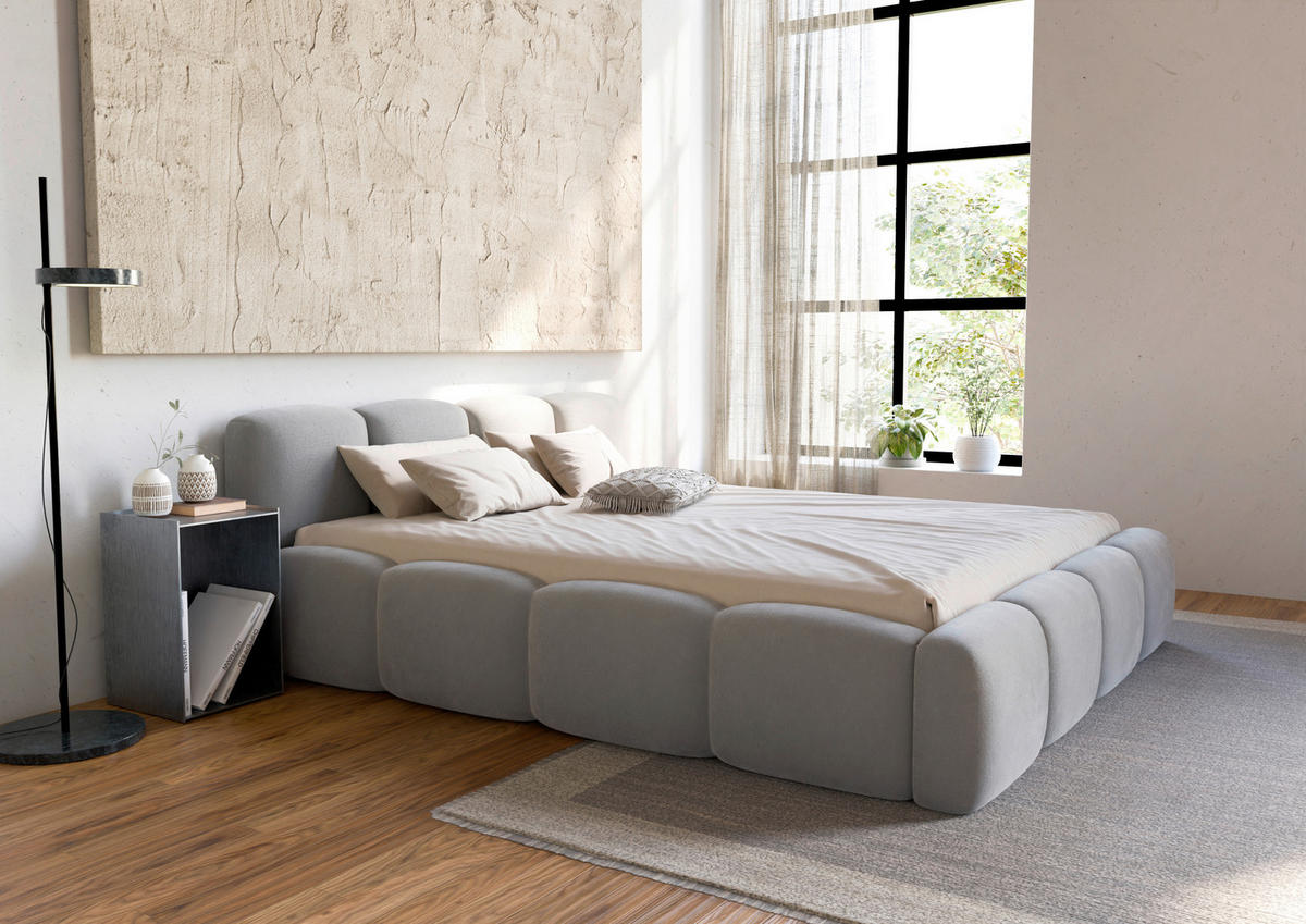 TAPECIRANI KREVET   140/200 cm   svijetlo siva  - svijetlo siva/crna, Design, drvo/metal (140/200cm) - Carryhome