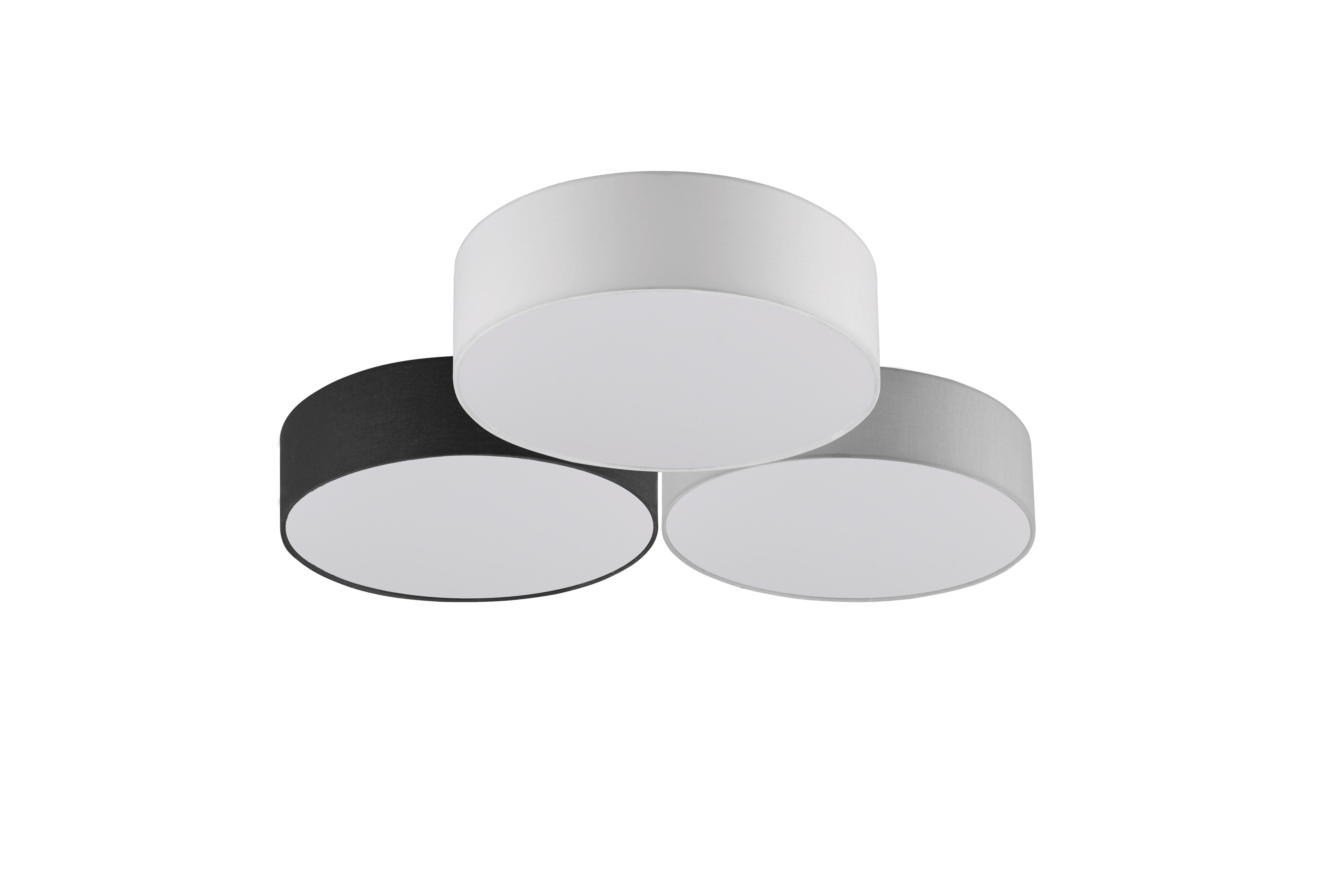 LED-DECKENLEUCHTE LUGANO  - Schwarz/Weiß, Basics, Textil/Metall (64,5/14cm) - Trio Leuchten