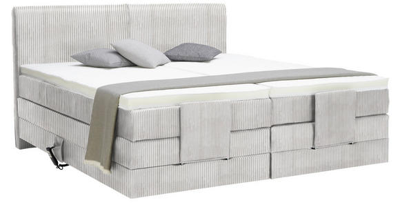 BOXSPRINGBETT 160/200 cm  in Hellgrau  - Hellgrau/Schwarz, Design, Kunststoff/Textil (160/200cm) - Hom`in