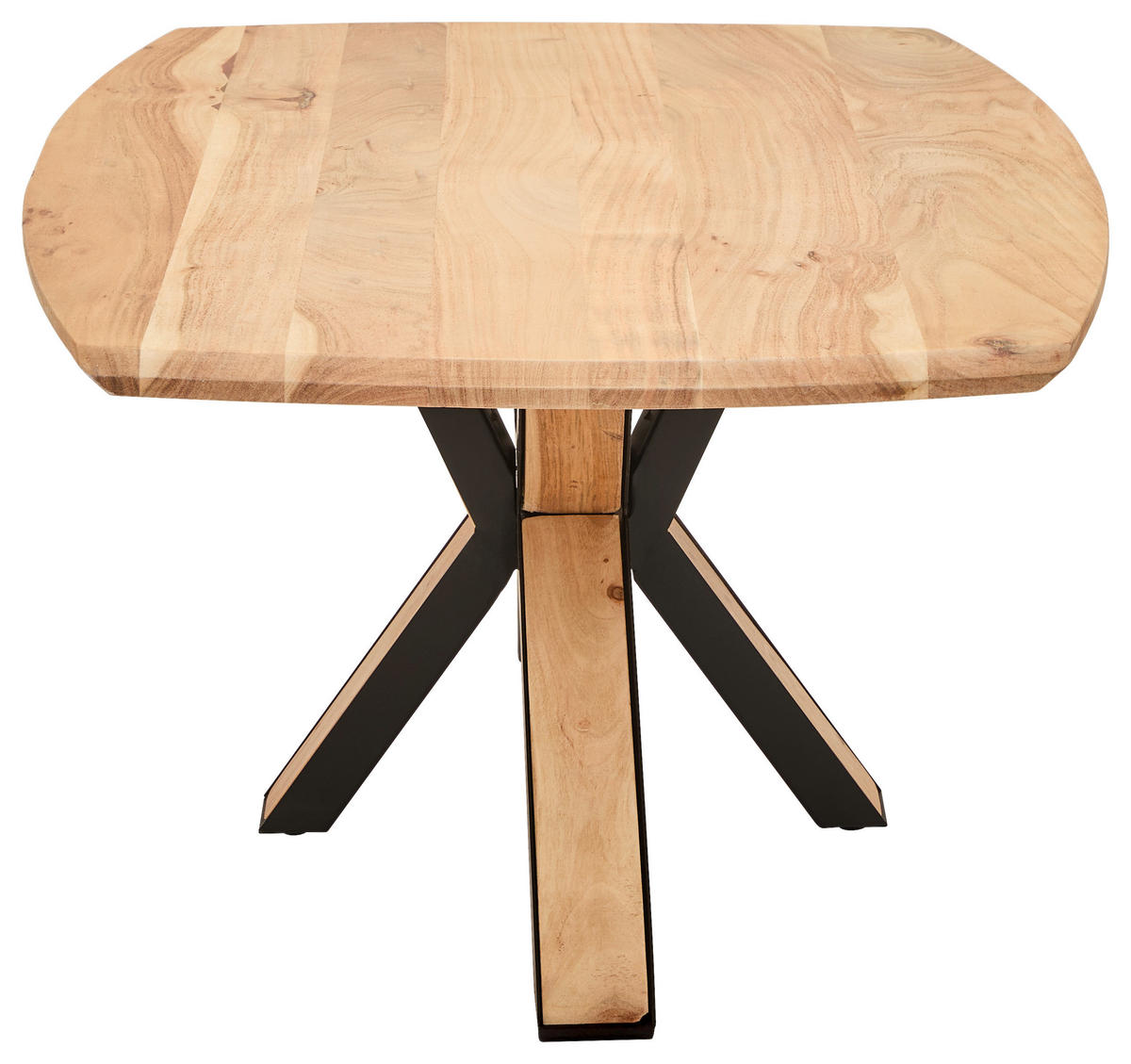 COUCHTISCH Akazie Hartholz 110/70/45 cm bootsförmig Schwarz, Akaziefarben  - Schwarz/Akaziefarben, Design, Holz/Metall (110/70/45cm) - Livetastic