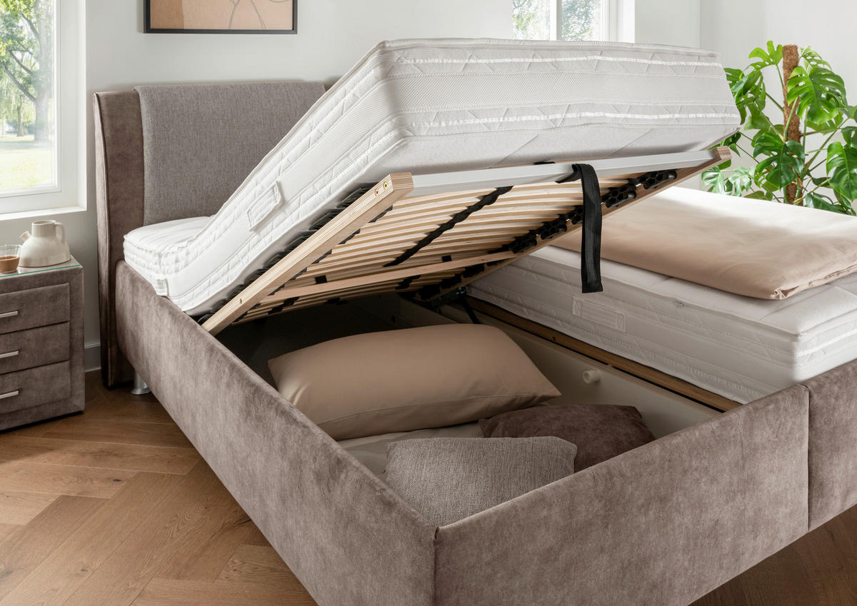 POLSTERBETT 180/200 cm  in Schlammfarben  - Weiss/Schlammfarben, Konventionell, Holz/Holzwerkstoff (180/200cm) - Beldomo - Sleep