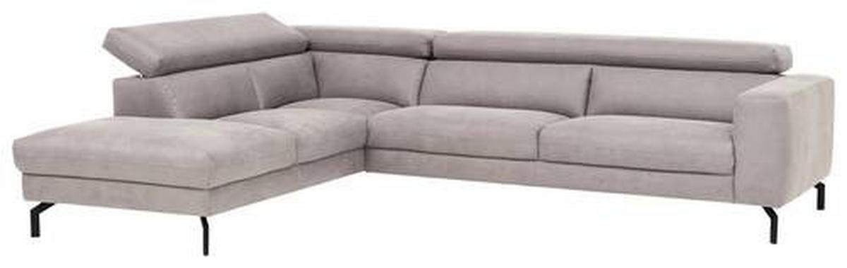 ECKSOFA in Mikrofaser Silberfarben  - Silberfarben/Schwarz, Modern, Textil/Metall (233/305cm) - Trendmanufaktur