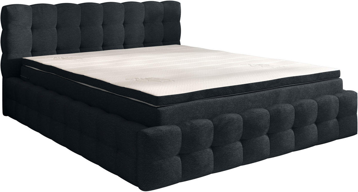 POLSTERBETT 200/200 cm,  in Anthrazit, Matratze, gepolstertes Kopfteil, Lattenrost, Bettkasten, Topper, H3 + H3 = fest  - Anthrazit/Schwarz, MODERN, Holz/Kunststoff (200/200cm) - Chameo