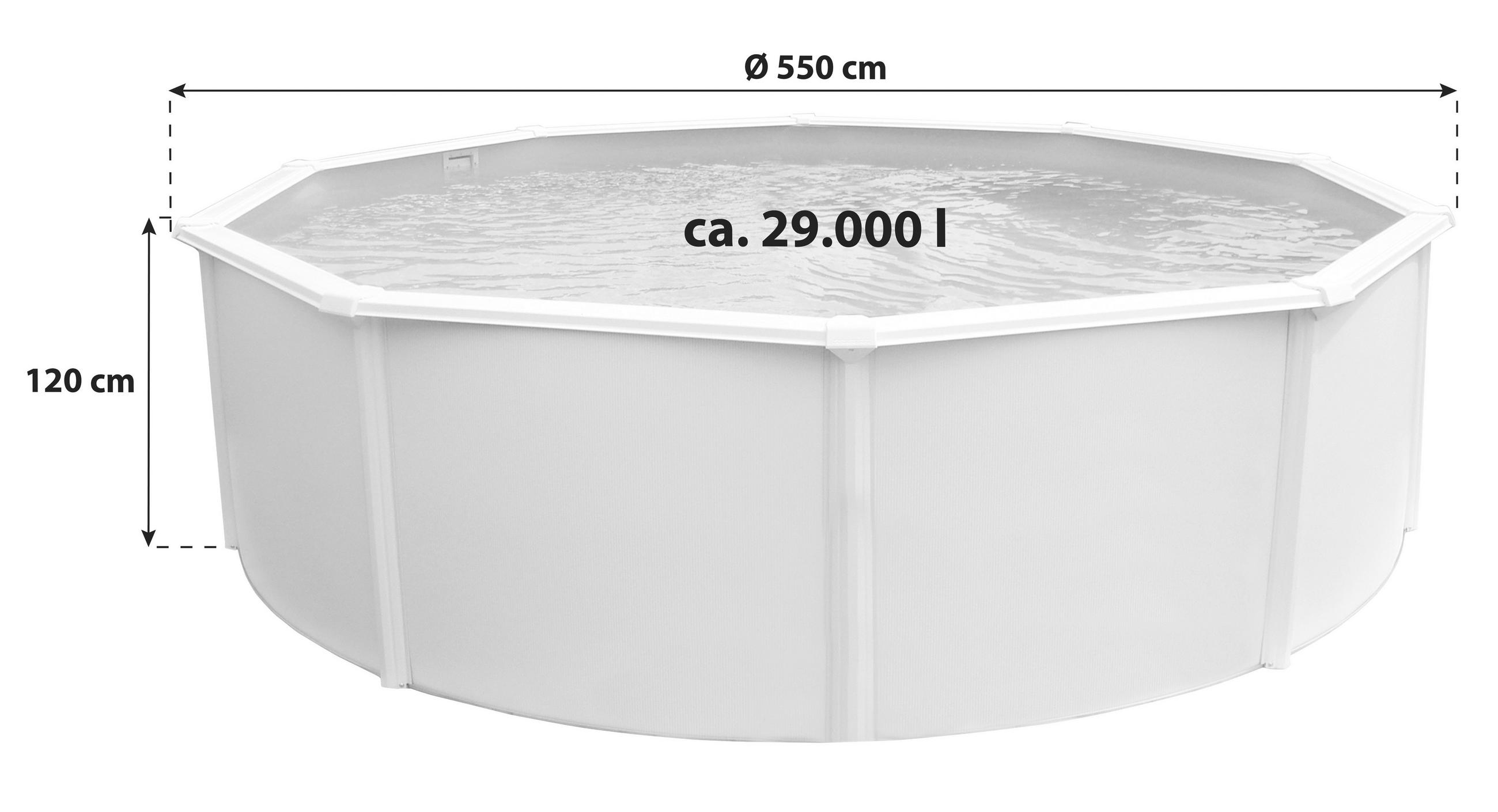 POOL 550/120 cm  - Weiß, MODERN, Metall (550/120cm)