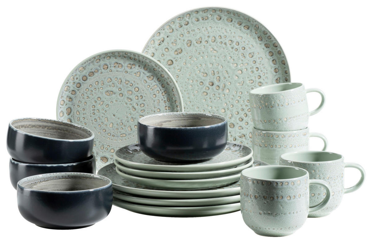 KOMBISERVICE Spicy Market 16-teilig  - Schwarz/Grün, Basics, Keramik - Mäser