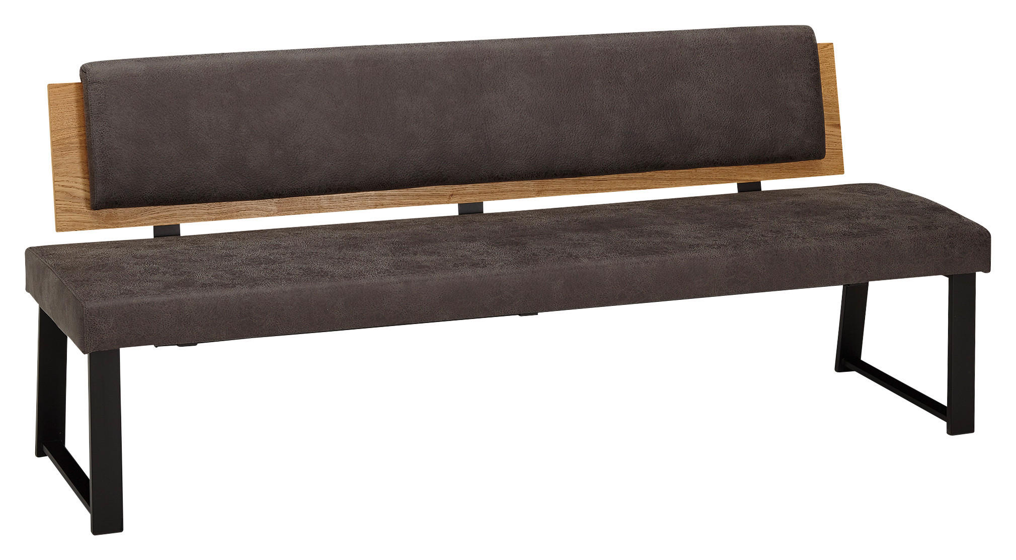 SITZBANK in Holz, Textil Eichefarben, Dunkelgrau  - Eichefarben/Dunkelgrau, Design, Holz/Textil (160/85/60cm) - Venda