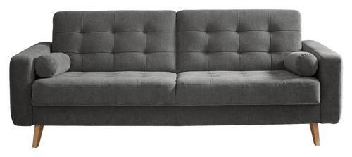 SCHLAFSOFA Mikrovelours Grau  - Schlammfarben/Eichefarben, MODERN, Holz/Textil (222/86/90cm) - MID.YOU