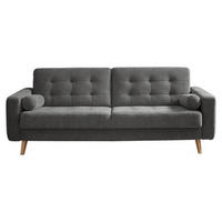 SCHLAFSOFA Mikrovelours Grau  - Schlammfarben/Eichefarben, MODERN, Holz/Textil (222/86/90cm) - MID.YOU