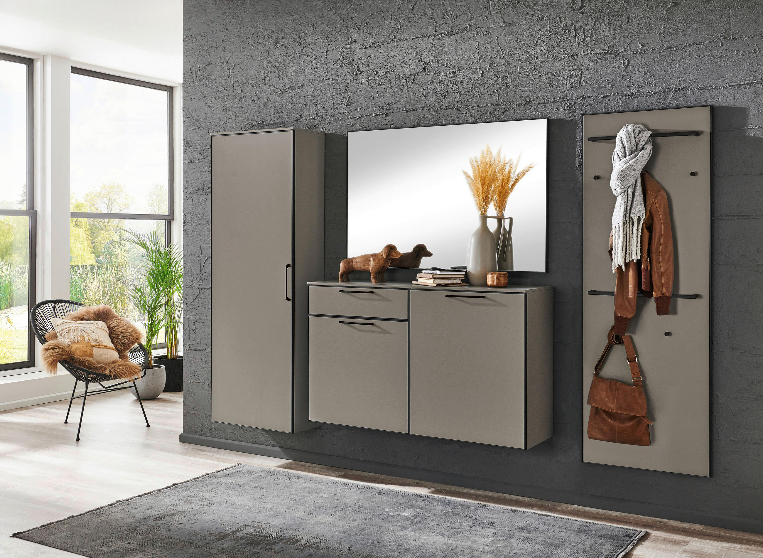 GARDEROBENSCHRANK Anthrazit, Fango - Fango/Anthrazit, Design, Holzwerkstoff/Metall (60/169/31cm)