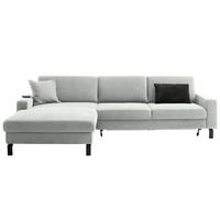 ECKSOFA  in Cord Hellgrau  185/298 cm  - Hellgrau/Schwarz, Design, Textil/Metall (185/298cm) - Pure Home Lifestyle