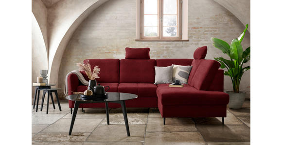 ECKSOFA in Chenille Rot  - Rot/Schwarz, MODERN, Holz/Textil (241/184cm) - Carryhome