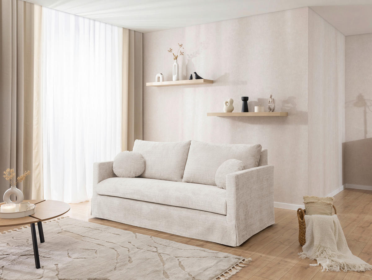 3-SITZER-BEZUG - Creme, Design, Textil (195/89/95cm) - P & B
