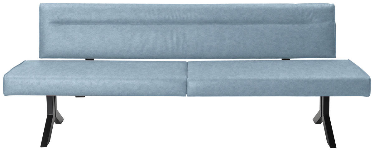 SITZBANK in Metall, Textil Hellblau  - Schwarz/Hellblau, Konventionell, Textil/Metall (220/87/70cm) - Moderano