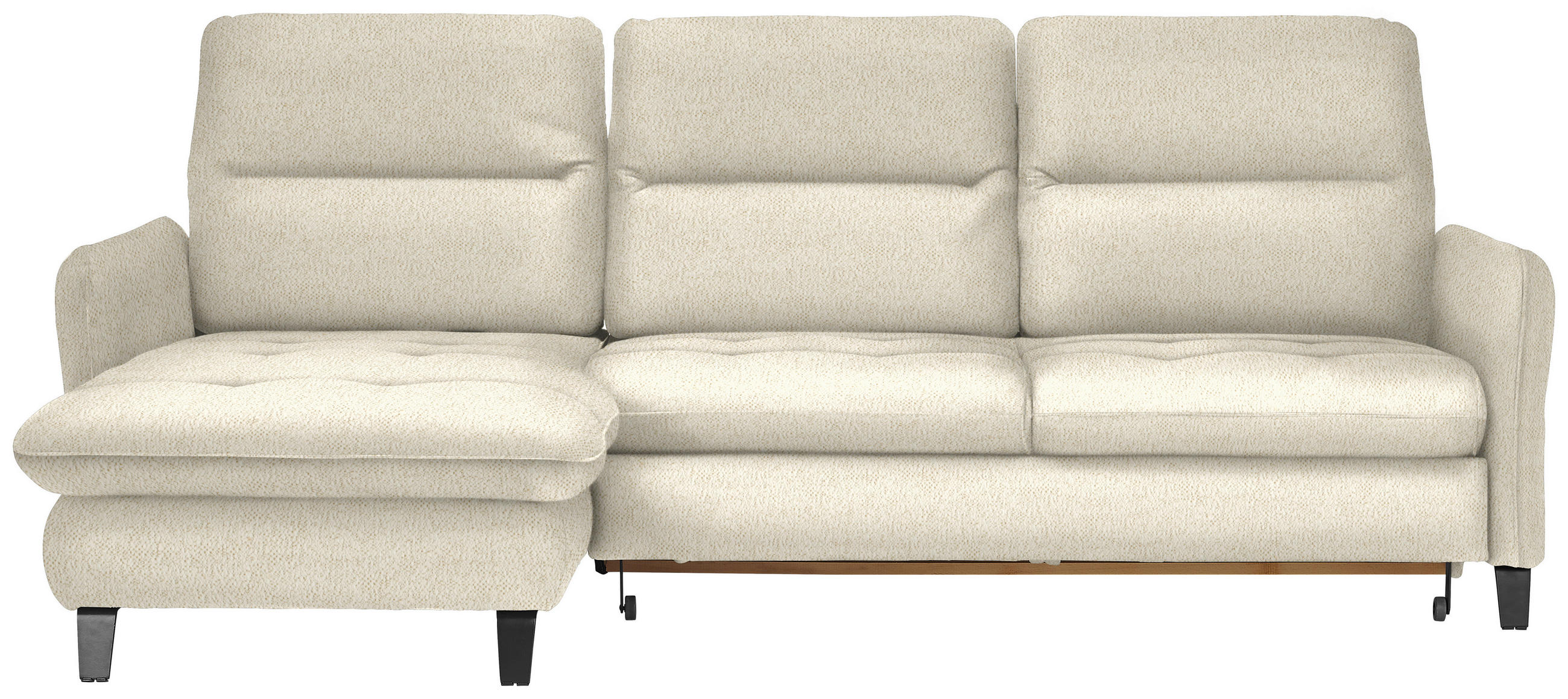 ECKSOFA Creme Chenille  - Creme/Schwarz, KONVENTIONELL, Textil/Metall (190/254cm) - Livetastic