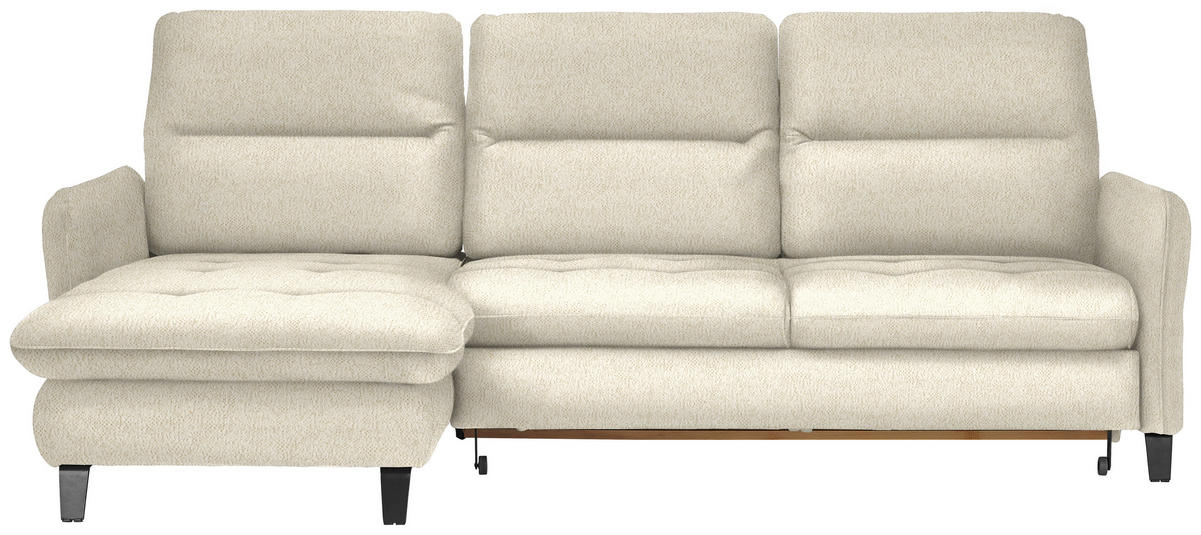 ECKSOFA Creme Chenille  - Creme/Schwarz, KONVENTIONELL, Textil/Metall (190/254cm) - Livetastic