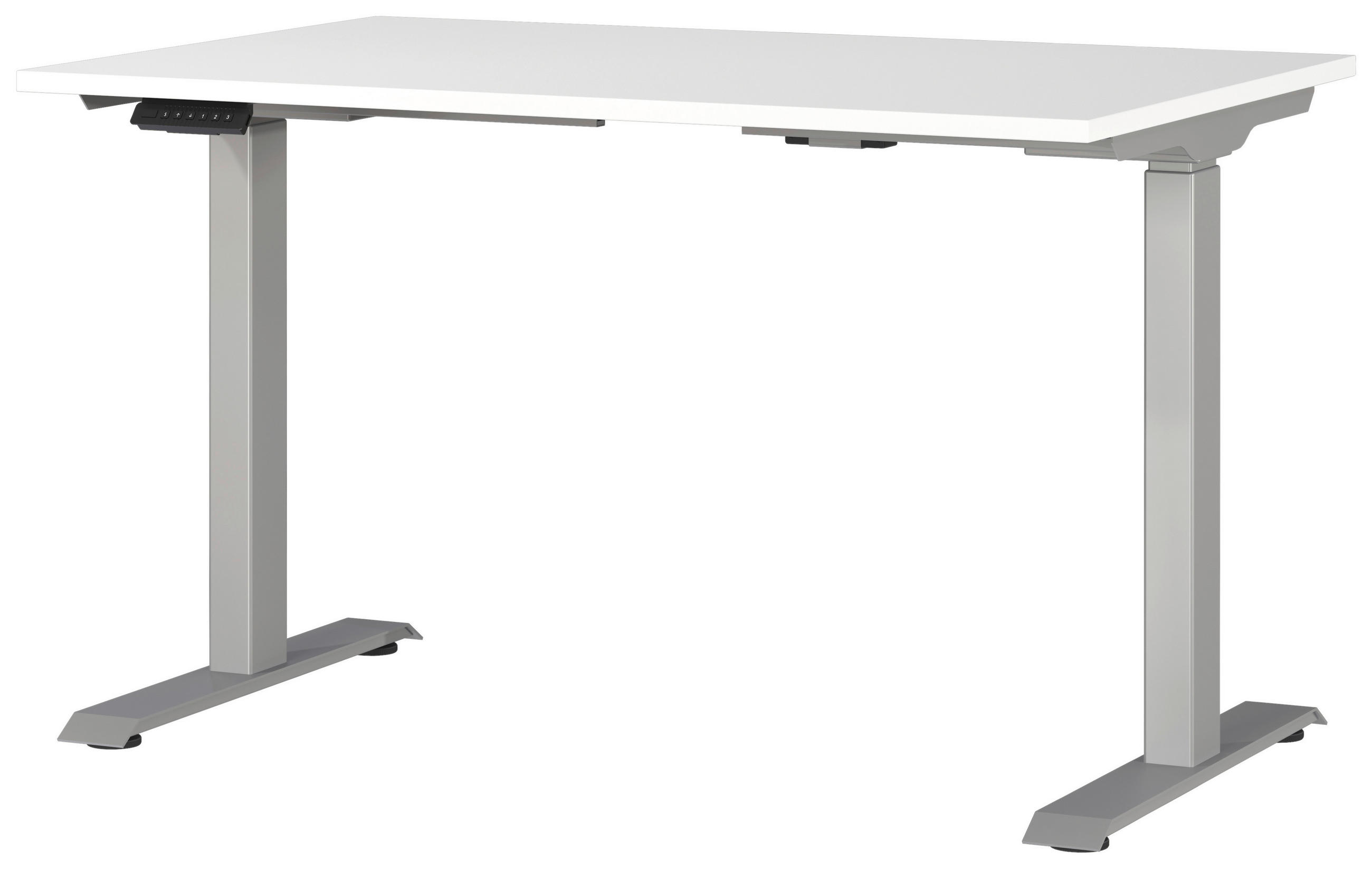 SCHREIBTISCH 120/80/72-118 cm  in Silberfarben, Weiß  - Silberfarben/Weiß, MODERN, Holzwerkstoff/Metall (120/80/72-118cm) - Novel