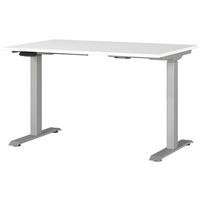 SCHREIBTISCH 120/80/72-118 cm  in Silberfarben, Weiss  - Weiss/Silberfarben, Modern, Holzwerkstoff/Metall (120/80/72-118cm) - Novel
