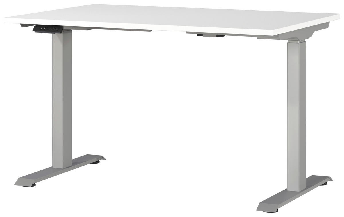SCHREIBTISCH 120/80/72-118 cm  in Silberfarben, Weiss  - Weiss/Silberfarben, Modern, Holzwerkstoff/Metall (120/80/72-118cm) - Novel