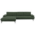 ECKSOFA  in Velours Olivgrün  180/310 cm  - Schwarz/Olivgrün, Design, Textil/Metall (180/310cm) - Dieter Knoll