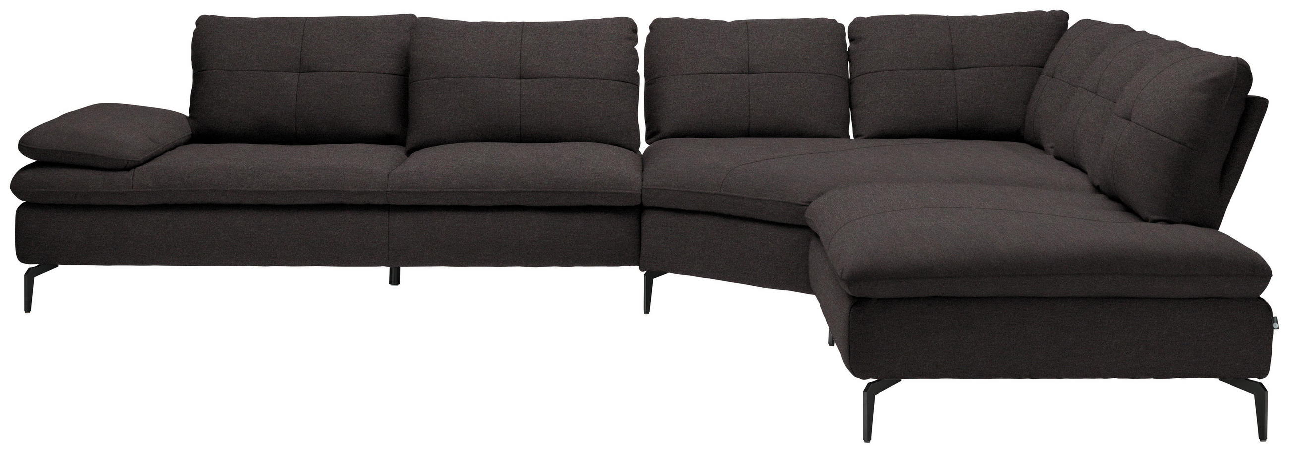 ECKSOFA in Flachgewebe Schwarz  344/271 cm  - Schwarz, Design, Textil/Metall (344/271cm) - Chilliano